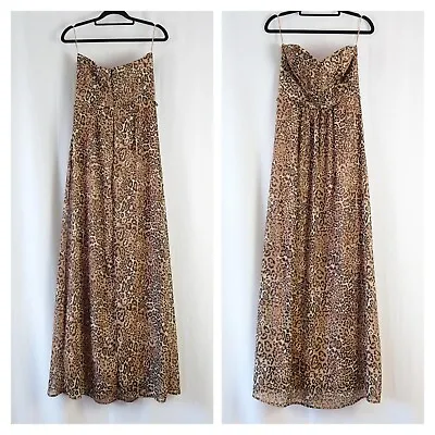 Women's Size 10 Jane Norman Animal Print Strapless Maxi Dress Lined Padding  • £20