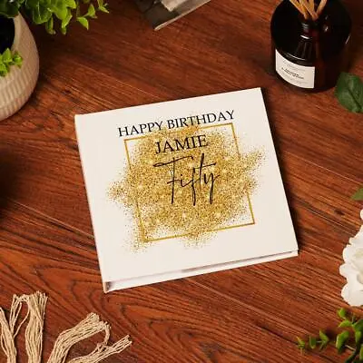 £15.99 • Buy Personalised 50th Birthday Gift Photo Album With Gold Sparkles Design UV-1043