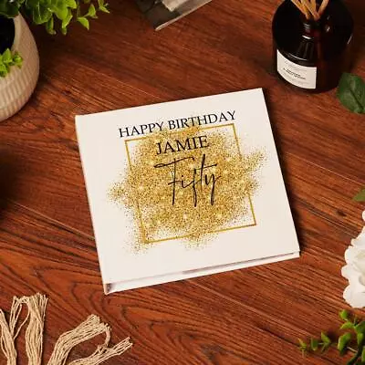 Personalised 50th Birthday Gift Photo Album With Gold Sparkles Design UV-1043 • £16.99