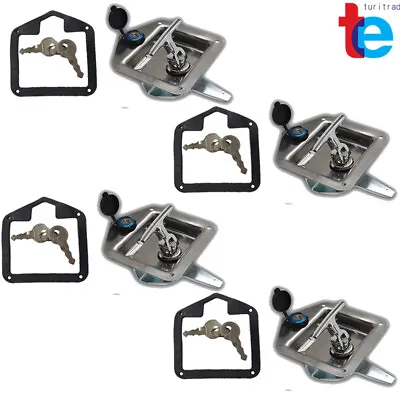 4 Trailer Door Latch T-Handle Lock Stainless Steel Keys For Camper RV Truck Tool • $36.15