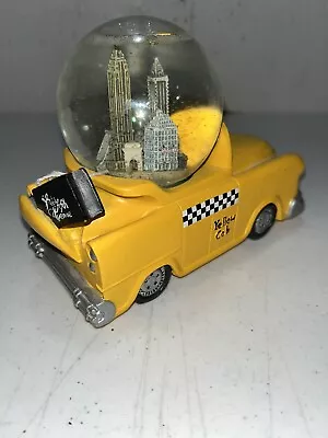 Vintage Sankyo Yellow Cab Taxi New York City Saks Fifth Ave Snow Globe Music Box • $20