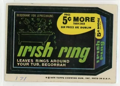 1975 Topps IRISH RING SOAP Original Wacky Packs Sticker Tan Back- See Back • $4.99