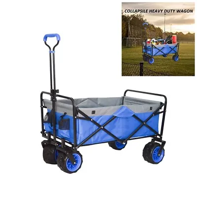 Heavy Duty Foldable Camping Outdoor Garden Trolley Cart Wagon Truck Wheelbarrow • £55.99
