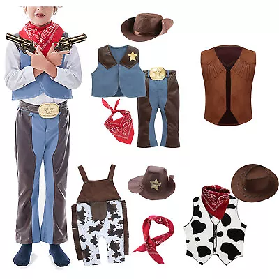 Kid Boys Halloween Cowboy Costume Set Cosplay Event Dress Up Outfits Costume • £12.49