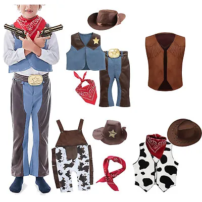 Toddler Baby Boys Kids Halloween Cowboy Costume Set Cosplay Dress Up Play Outfit • £19.99