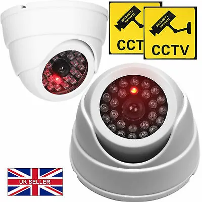 2 X DUMMY DOME CCTV SECURITY CAMERA FLASHING LED INDOOR OUTDOOR FAKE CAM UK • £12.95