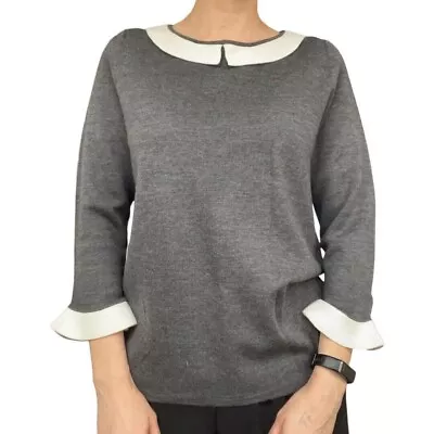 JAEGER Wool Blend Grey Women Jumper Size L • £29.99