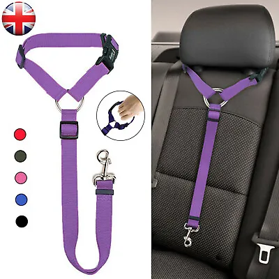 Adjustable Pet Dog Travel Seat Belt Clip Lead For Car Safety Restraint Harnesses • £2.83