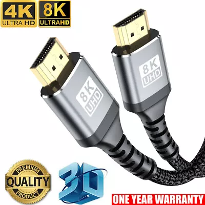 Certified 1M 2M 3M 5M 7M HDMI Cable 2.1 4K 8K Ultra HD 3D High Speed Ethernet AU • $15.89