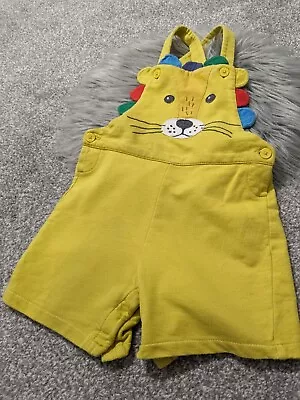 Mini Boden Mustard Yellow Lion Short Dungarees 3-4 Years • £21