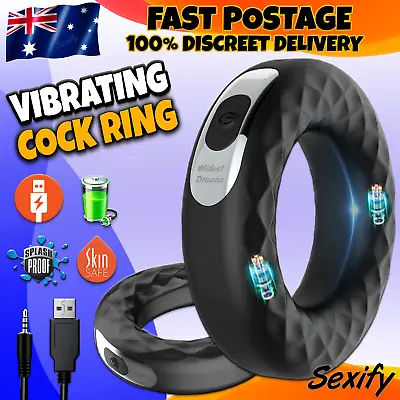 $25.95 • Buy Vibrating Cock Ring USB Penis Rechargable Vibrator Clit Couples Mens Sex Toy