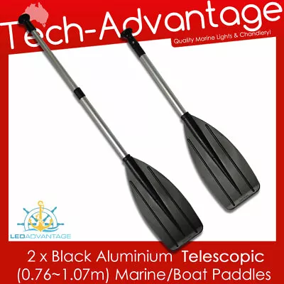 2 X Black TELESCOPIC Boat Kayak Dinghy Canoe SPARE Compact Oars Paddles • $50.40