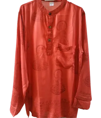 £14.99 • Buy Buddha Ganesha Shiva Hare Rama Printed Grandad Shirt Kurta |Colourless Boho Top