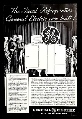 General Electric All-Steel Refrigerator 1934 Vintage Print Ad • $8.32