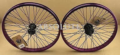 20 X2.125 BMX BIKE ALLOY Front OR 9T Cog Rear Wheel 48 Spoke Sealed Bearing Purp • $131.79