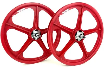Skyway BMX 20  Tuff Wheels RED W/ SILVER ALLOY FLANGE HUBS Wheelset 3/8  Axles • $329.99