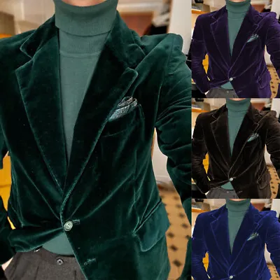 Vintage Velvet Suit Green Tuxedo Dinner Jacket Notch Lapel Style Custom Blazer • $59.99