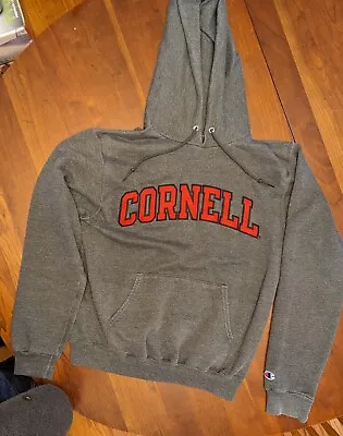 Vintage Cornell Gray Hoodie With Raised Embroidered Lettering Champion  Sz S • $49