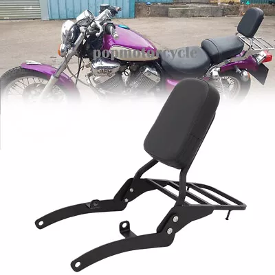 Black Backrest Sissy Bar W/ Luggage Rack For Yamaha Virago 400 535 XV400 XV535 • $79.98