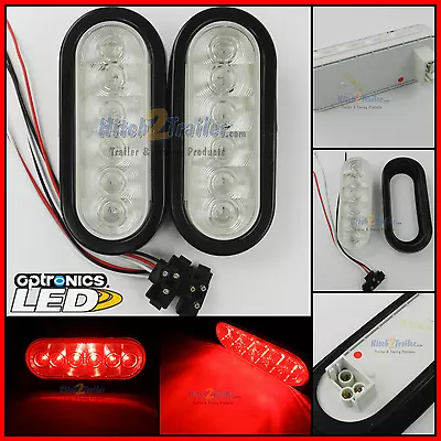 Submersible 6  Oval Clear Lens /Red LED Stop/Turn/Tail Light Trailer Truck Fleet • $17.99