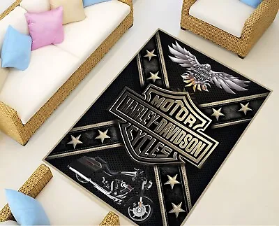 Harley Davidson Rug Motorcycle Rug Harley Funs Rug Office RugLiving Room Rug • $15.81