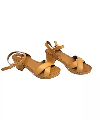 NEW MIA Women's Size 9 Heels Strap Leather Light Brown Opened Toed • $24