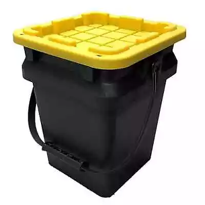 Centrex 5GTBXBKTBY Tough Box Black 5 Gallon Bucket With Yellow Lid • $18.03