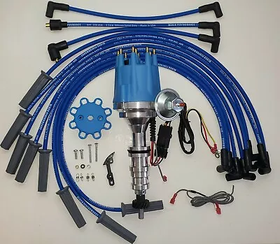 $214.95 • Buy FORD FE 360 390 427 428 SMALL BLUE CAP HEI DISTRIBUTOR + 8.5mm SPARK PLUG WIRES