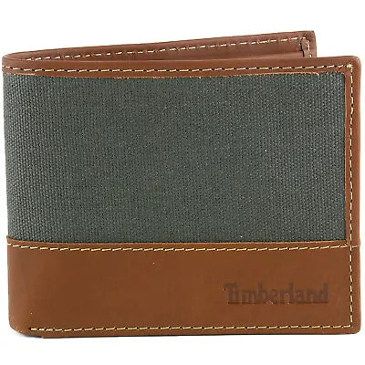 Timberland Mens Passcase Wallet Canvas & Leather Trim Bifold ID Card Case Holder • $14.99
