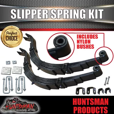 7 Leaf 45mm X 8mm Trailer Eye & Slipper Black Springs Hanger & U Bolt Kit 2000kg • $183