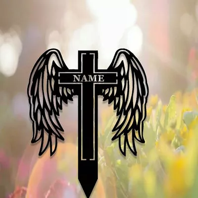 Metal Memorial Stake Angel Grave Marker Remembrance Stake Memorial Cross Stake • $270.95