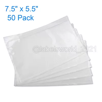 7.5  X 5.5  Clear Adhesive Packing List Shipping Label Envelopes Pouches 50 Pack • $7.99