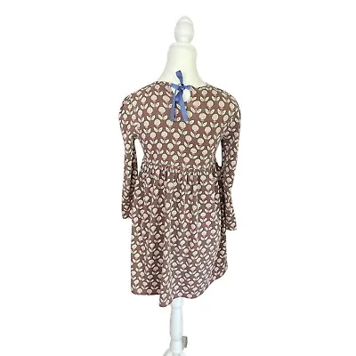 Matilda Jane Brown Dress With Light Tan Flowers  Blue Neck Ribbon For Closure • $14.99