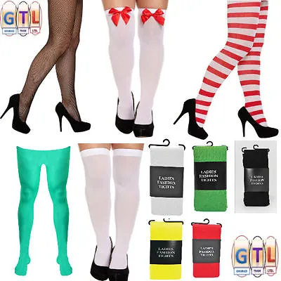 £2.99 • Buy Ladies Men's Tights Elf Xmas Stockings Halloween Fancy Dress Costume Accessory