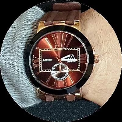 £24.99 • Buy Designer Style Chunky Unisex Copper Brown & Rose Gold Watch With Silicone Straps