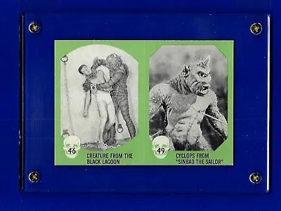 Horror Monster 1961 GREEN  NU-CARDS 1ST SERIES UNCUT PANEL   NRMT W/ACRYLIC CASE • $175.99