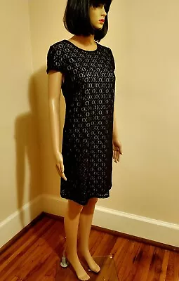 $24.50 • Buy Suzi Chin Black Lace Shift Dress Size 8