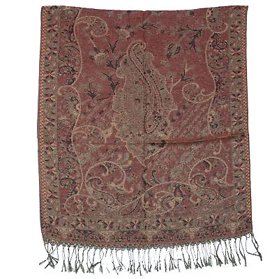 Reversible Paisley Print Brown Pashmina With Tassels • £8.69