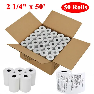 50 Rolls 2 1/4 X 50' Thermal Paper Credit Card & Cash Register POS Receipt Paper • $20.71