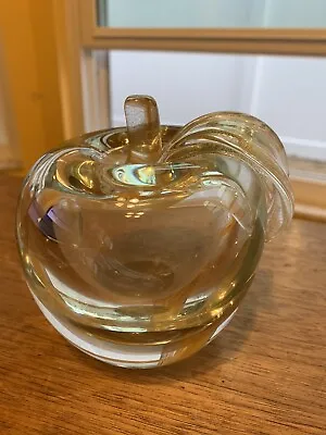 MCM Murano Art Glass 4” Apple Shape Paperweight Bookend W/Gold Foil Inclusions • $24.50