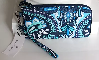 Vera Bradley RFID Tech Wristlet Wallet Blue Island Medallion NWT $59 • $36.54