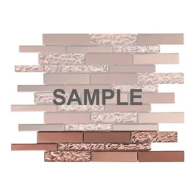$3.99 • Buy Rose Gold Copper Metallic Metal Infused Glass Mosaic Tile Kitchen Backsplash