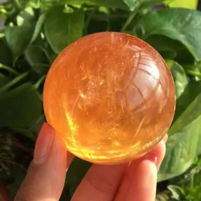 60mm Natural Citrine Calcite Quartz Crystal Sphere Ball Healing Gemstone • $15.99