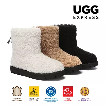 【EXTRA 15% OFF】EVERAU UGG Boot Women Sheepskin Wool Curly Plush Drawstring Peggy • $105