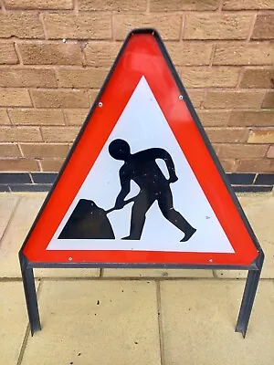 Road Sign Men At Work For Temporary Road Works Used • £8