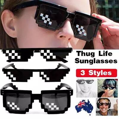 Thug Life Sunglasses Deal With It 8/6 Bit Pixel Glasses Cool Fashion Goggles AU • $6.73