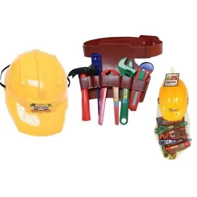 £11.99 • Buy X2 Plastic Construction Helmet Toy Hard Hat Builder Workman Tool Belt With Tool