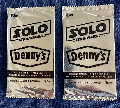 Lot Of Two 2018 Topps DENNY’S SOLO: A Star Wars Story Sealed Card Packs • $3.99