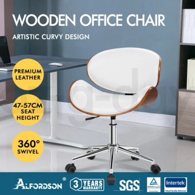 $109.95 • Buy ALFORDSON Wooden Office Chair Computer Chairs Home Seat PU Leather Fabric
