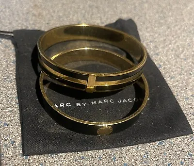 Marc By Marc Jacobs Black & Gold Logo Bangles / Bracelets - M/L • £35